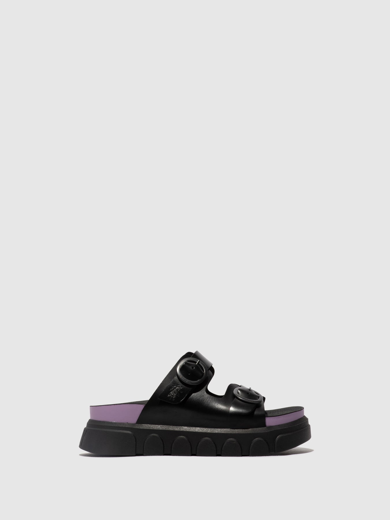 Fly London Buckle Women's Mules Black (Violet) | 604589AFH