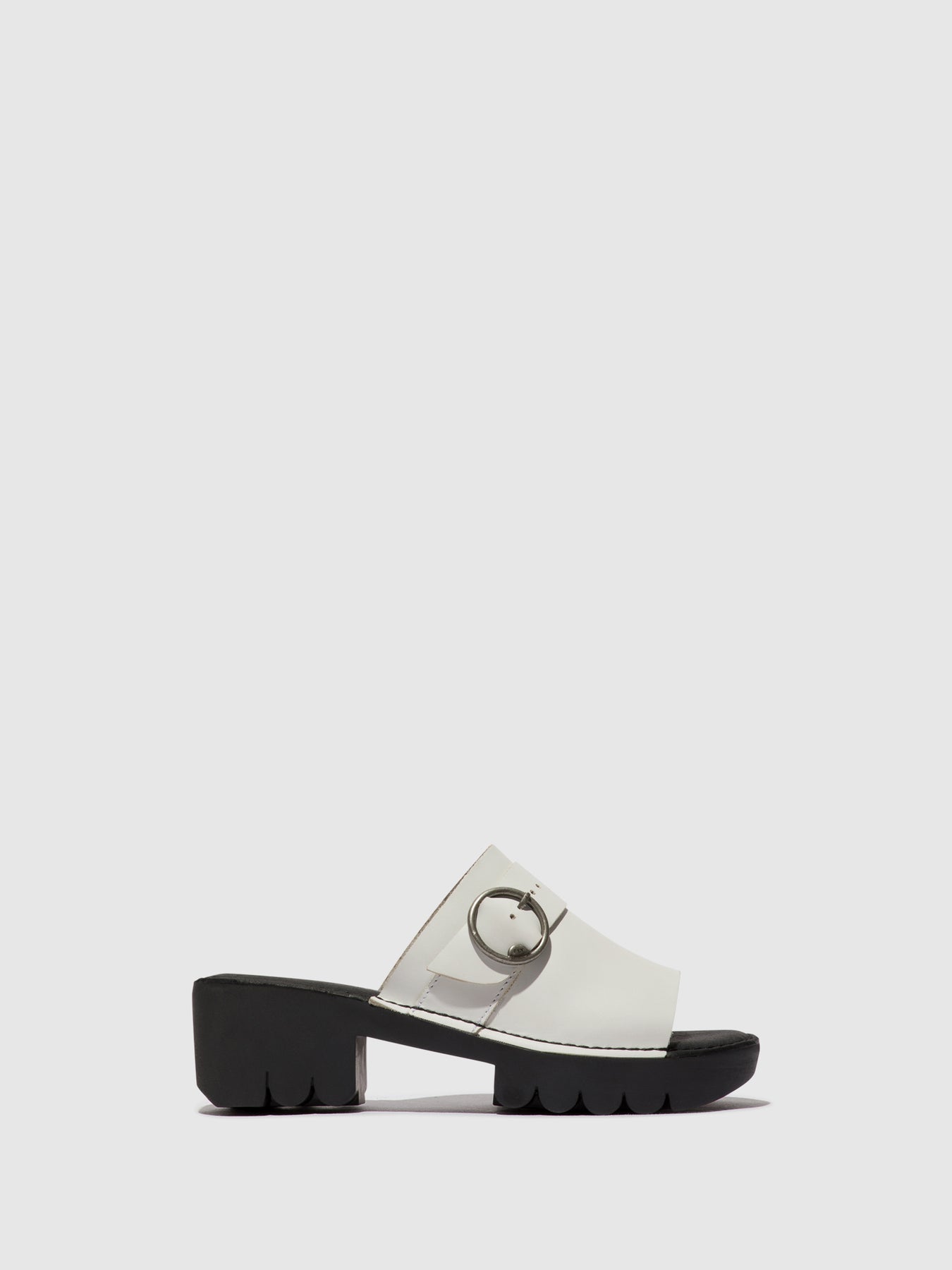 Fly London Buckle Women's Mules Offwhite | 936417YST