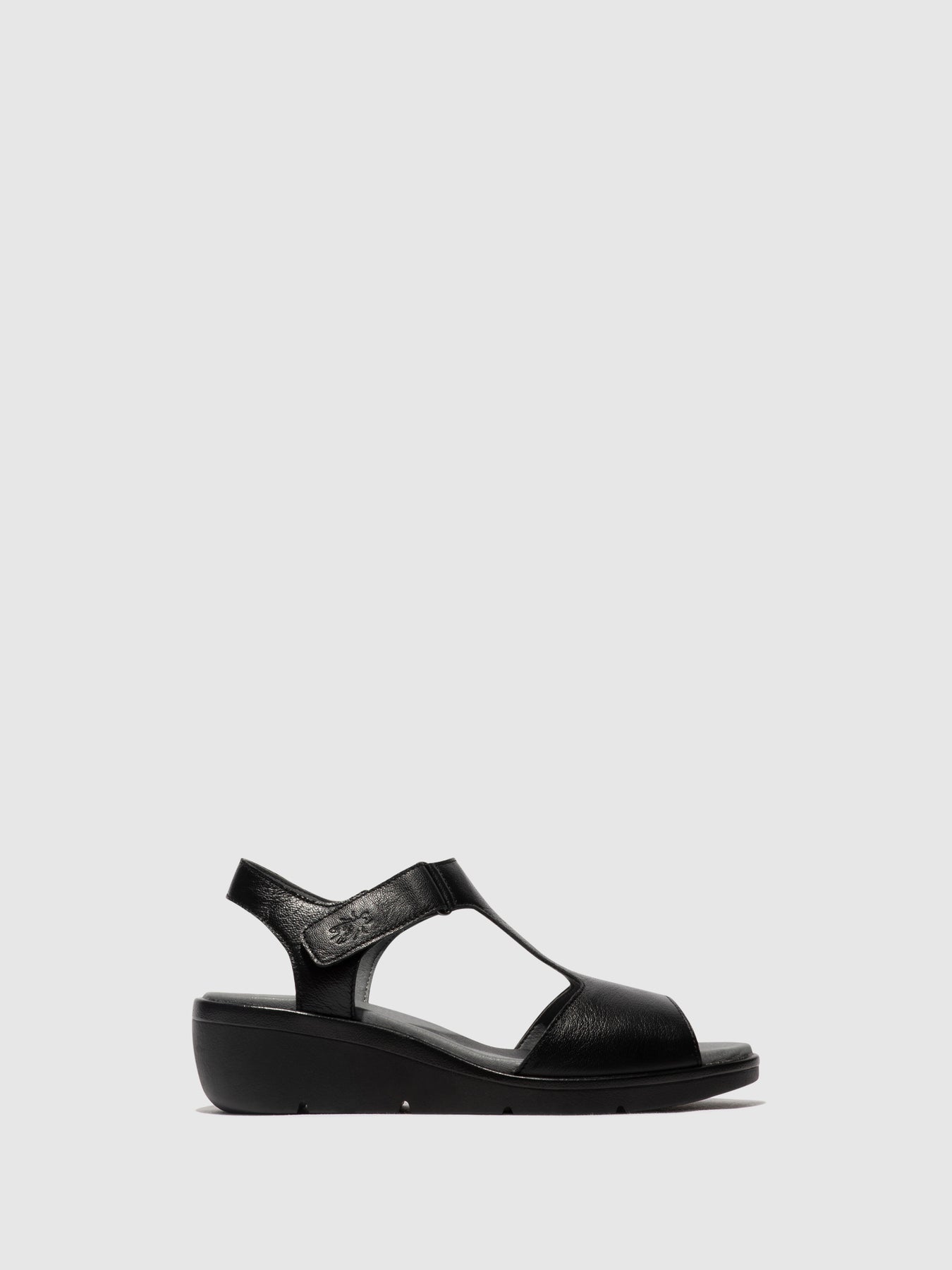 Fly London T-Strap Sandals Women's Sandals Black | 687210BEL