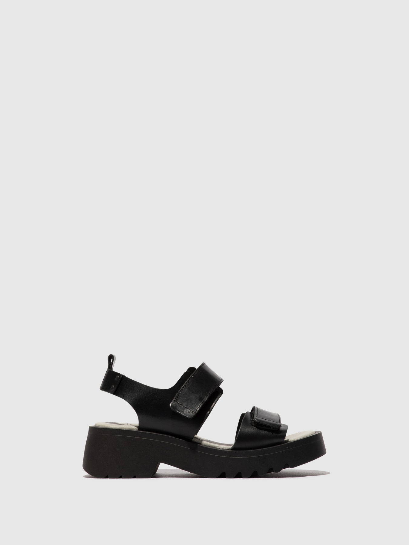 Fly London Velcro Sandals Women's Sandals Black | 634912DUC