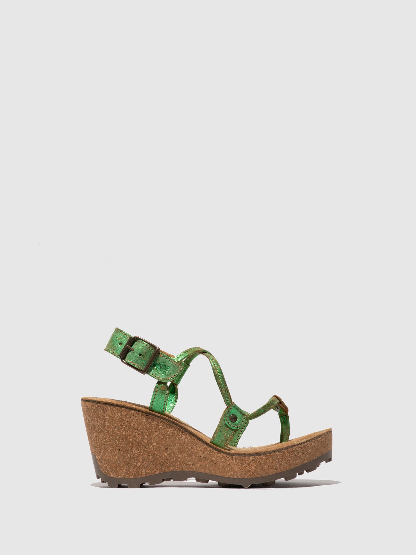 Fly London T-Strap Sandals Women\'s Wedges Green | 083694QWZ