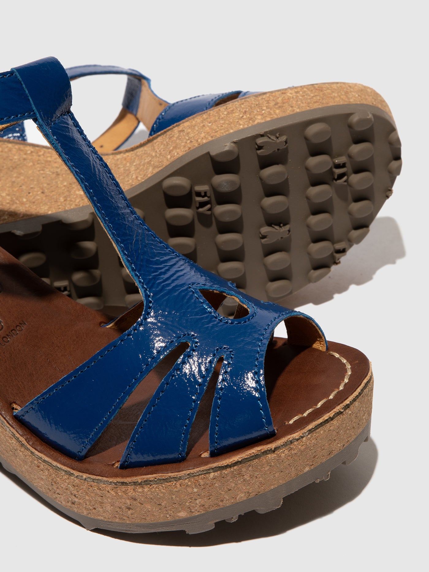 Fly London T-Strap Sandals Women's Wedges Blue | 914237MGW